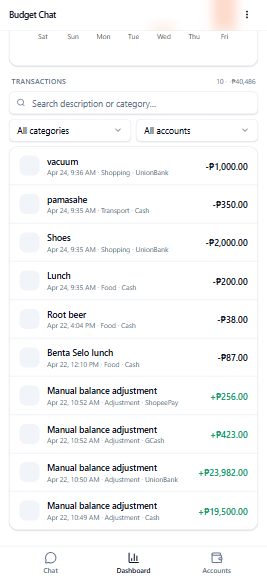 AI Pitaka account and transaction view